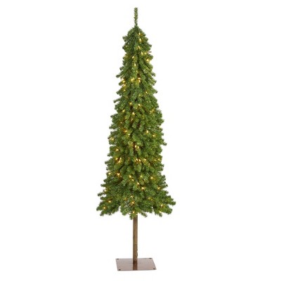 6ft Nearly Natural Pre-Lit Alpine Artificial Christmas Tree Clear Lights