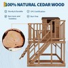 Kids Outdoor Playhouse with Climbing Wall, 2 Story Wooden Playhouse with Sandbox, Elevated Cedar Wooden Kids Playhouse with Step Ladder - 4 of 4