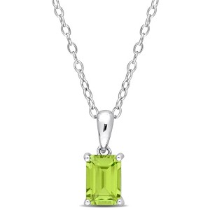EVERLY JEWELRY | Sterling Silver Pendant with Gemstone and Created Gemstone – Multiple Stone Options - 1 of 4