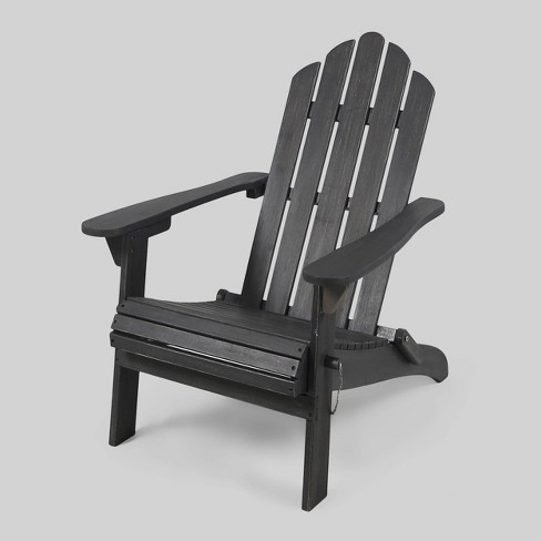 Hollywood Acacia Wood Foldable Patio Adirondack Chair Dark Gray Christopher Knight Home