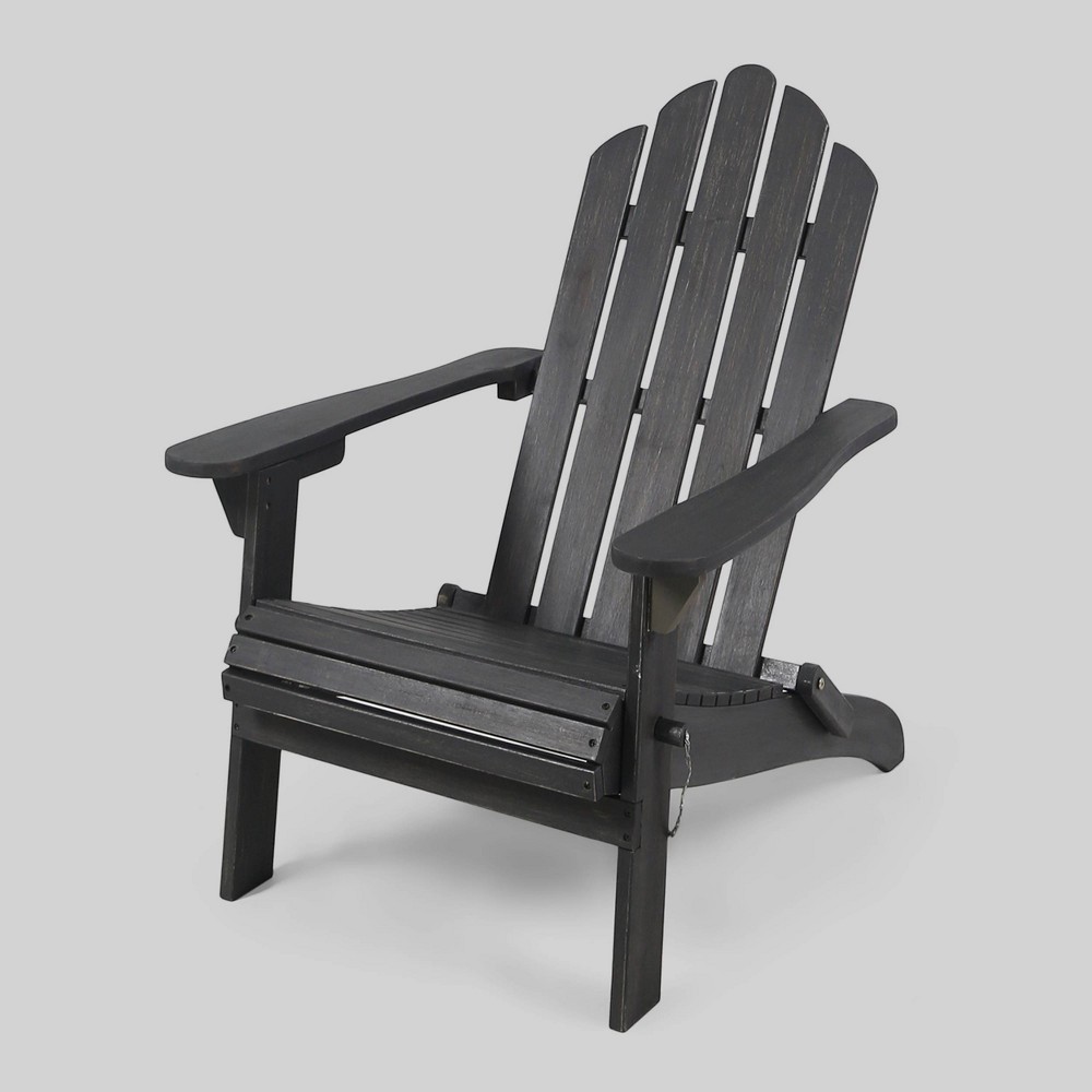Hollywood Acacia Wood Foldable Patio Adirondack Chair - Dark Gray - Christopher Knight Home: Weather-Resistant, Outdoor Furniture
