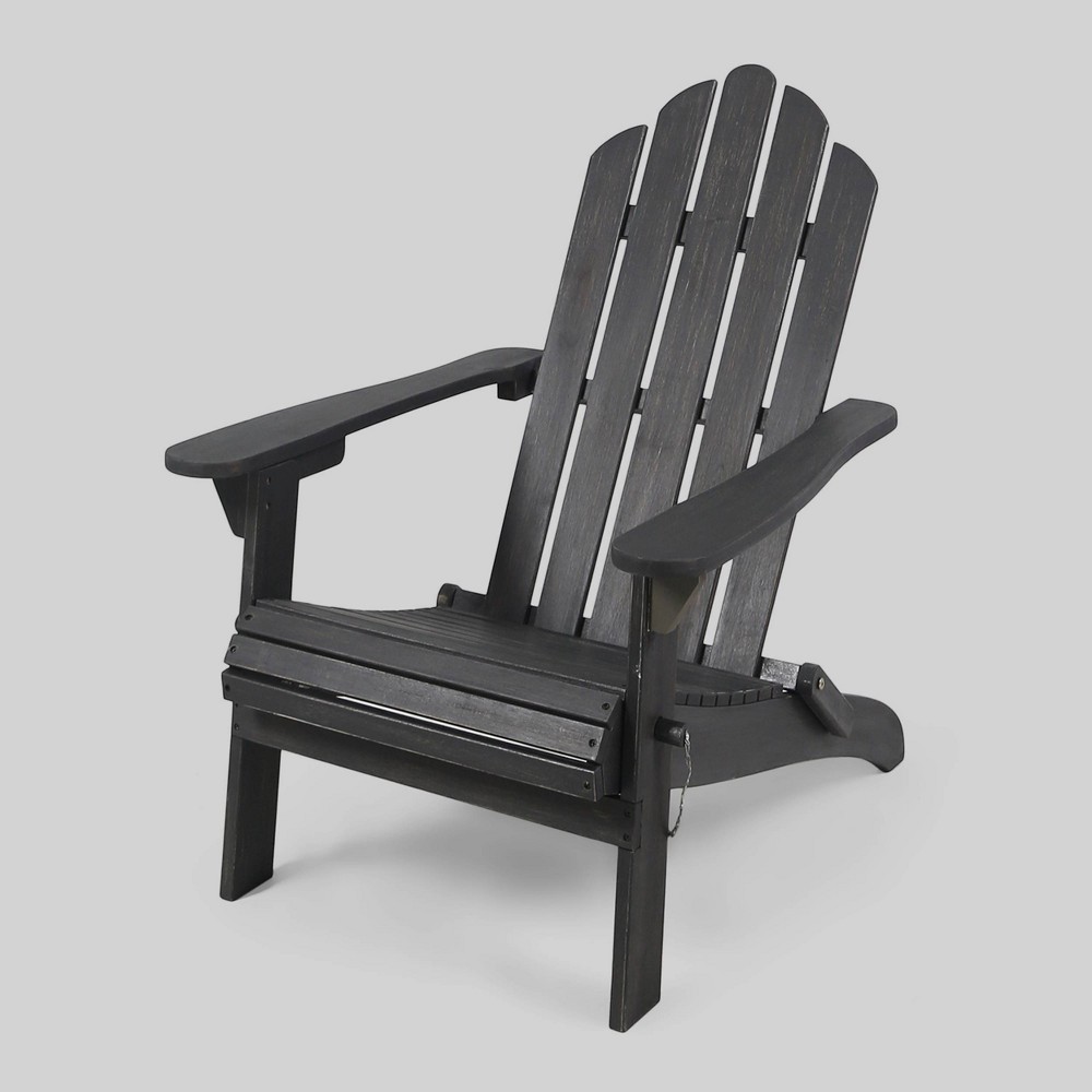 Photos - Garden Furniture Hollywood Acacia Wood Foldable Patio Adirondack Chair - Dark Gray - Christ