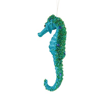 Gallerie II Teal Glitter Seahorse Ornament