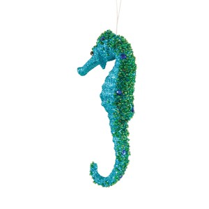 Gallerie II Teal Glitter Seahorse Ornament - 1 of 2