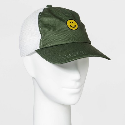 Women's Smiley Face Mesh Trucker Hat - Wild Fable™ Green