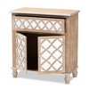 1 Drawer Leah Mirrored Storage Cabinet Whitewashed Brown - Baxton Studio: Bohemian Style, No Assembly, 10 Shelves - 2 of 4