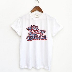 Simply Sage Market Women's Oh My Stars Cursive Short Sleeve Garment Dyed Tee - 1 of 4