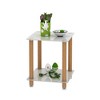 NicBex Modern Square Tempered Glass Coffee Table with Storage Shelf,Side Table with Wooden Legs,End Table for Living Room - 2 of 4