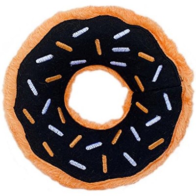 ZippyPaws Donutz - No Stuffing Dog Toys, Squeaky Pet Toy Unstuffed Chew Toy, Funny Food Toy - Pumpkin Spice Donut
