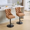 Okak Velvet Swivel Bar Stools Set of 2 Adjustable Height 27-35in, Tufted Back Thick Golden Barstools for Kitchen Island Home Pub - 2 of 4