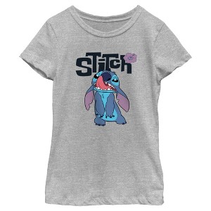 Girl's Lilo & Stitch Nose Picker Stitch T-Shirt - 1 of 4