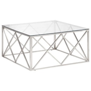 vidaXL Coffee Table Silver, Clear Stainless Steel, Tempered Glass - 1 of 2
