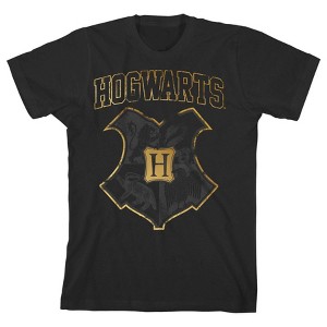 Harry Potter Hogwarts Crest Black T-shirt Toddler Boy to Youth Boy - 1 of 3