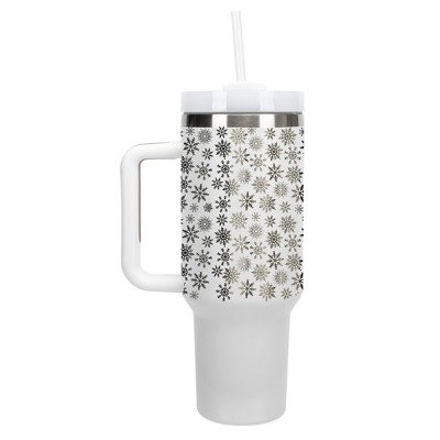 Elanze Designs Falling Snowflakes Winter Snow 40 oz. Stainless Steel, Large Water Bottle Coffee Mug, Spill & Leak Resistant, Thermal Travel Tumbler