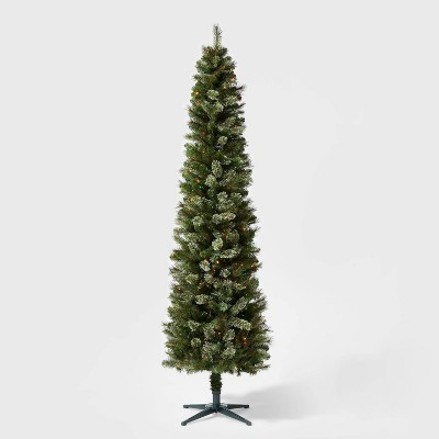 7.5ft Pre-lit Pencil Virginia Pine Artificial Christmas Tree Multicolored Lights - Wondershop™