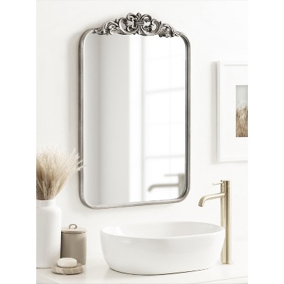 Laubry 30" x 20" Silver Ornate Rectangular Vanity Mirror
