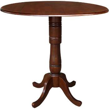 International Concepts 42 inches Round Dual Drop Leaf Pedestal Table - 41.5 inchesH, Espresso