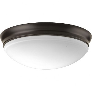 Progress Lighting, Etched Glass Collection, 1-Light Flush Mount, Antique Bronze, Etched Glass, Material: Glass, Finish Color: Antique Bronze - 1 of 2