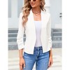 Women's 2025 3/4 Sleeve Blazers Casual Open Front Cardigan Shrugs Ruched Sleeve Office Work Cropped Blazer Jacket - 2 of 4