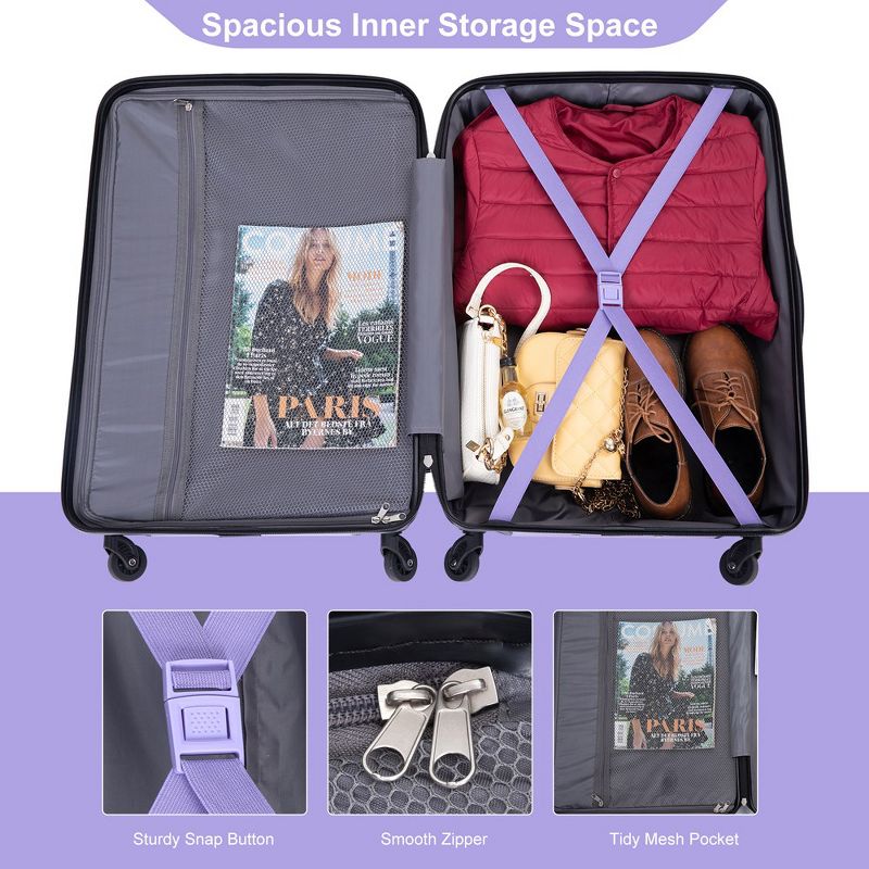 3 Piece Luggage Set,Hardshell Suitcase Set with Spinner Wheels & TSA Lock, Expandable Lightweight Carry On Luggage Suitcase, 5 of 9