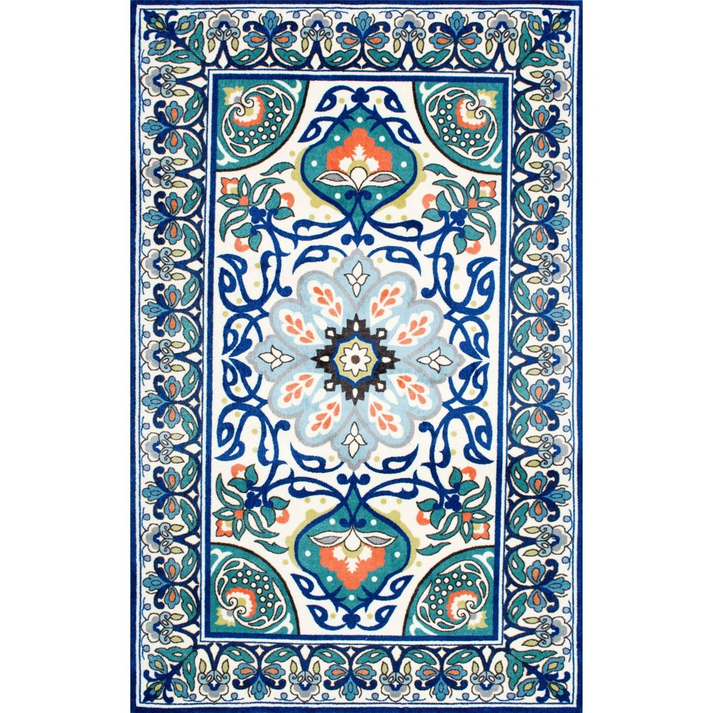 2'x3' Floral Leda Area Rug Blue - nuLOOM