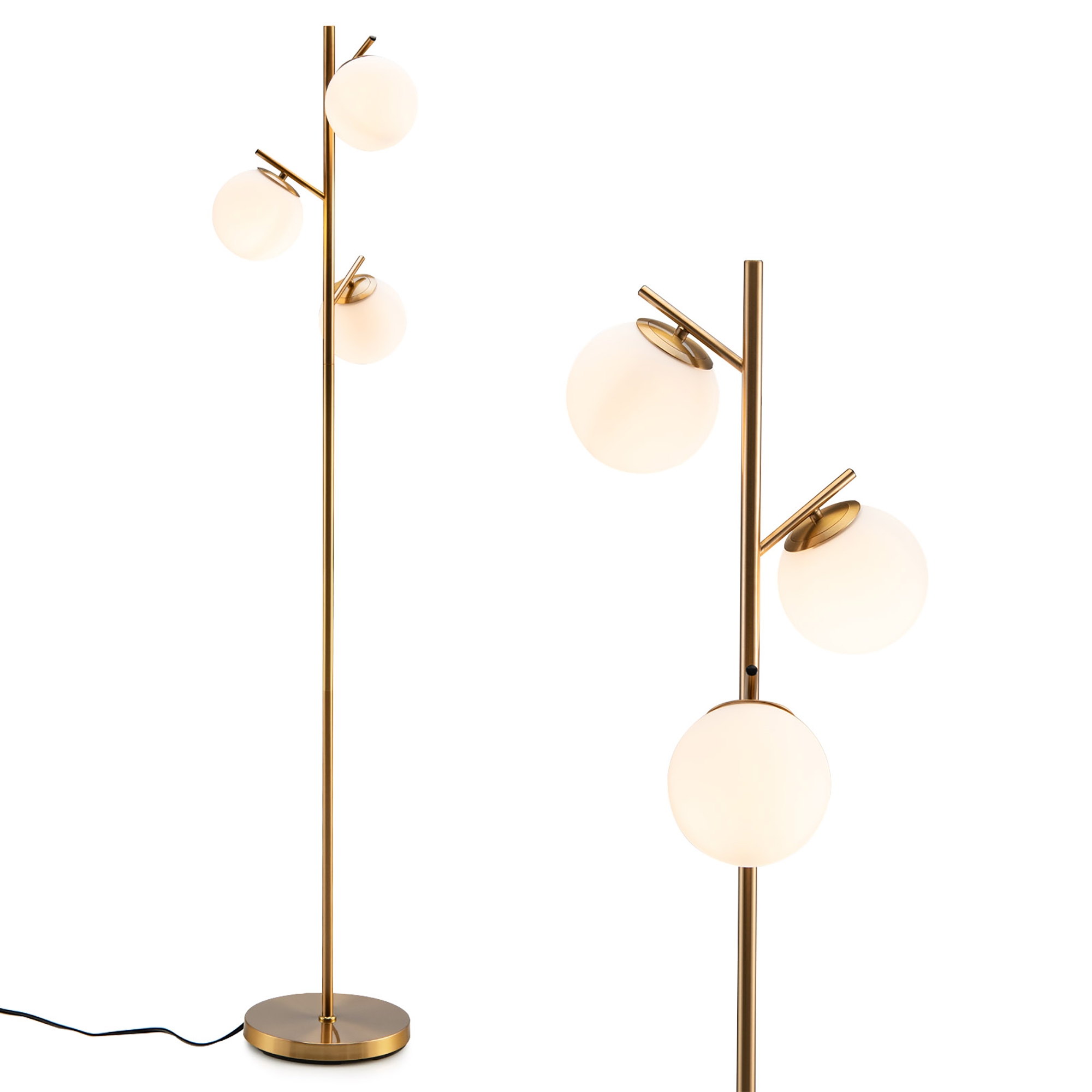 Costway 3-GlobeFloorLampModernFreestandingLampLivingRoomw/FootSwitch