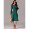 Seta T Women's Puff Long Sleeve Crewneck Tie Waist A-Line Ribbed Knit Midi Sweater Dress - 3 of 4