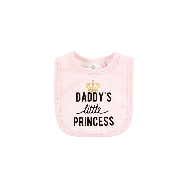Hudson Baby Infant Girl Cotton Bodysuit, Pant and Bib Set, Daddys Little Princess, 3 of 6