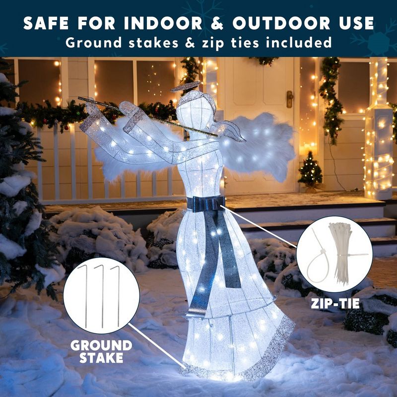 JOIEDOMI 5FT Christmas Angel with Flute Yard Light Outdoor Decoration Christmas Event, Christmas Eve Night Décor, 3 of 6
