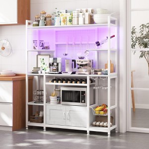 55" 7-in-1 Versatile Baker's Rack with RGB LED Lighting, 4 AC Outlets & 2 USB Ports - 1 of 4