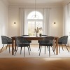Panipeachy Dining Room Chairs Set of 6, Modern Upholstered Bouclé Armchairs with Woven Back & Black Metal Legs - 2 of 4