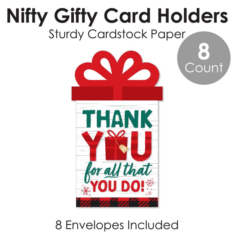 Big Dot of Happiness Holiday Thank You - Christmas Appreciation Money and Gift Card Sleeves - Nifty Gifty Card Holders - Set of 8, 5 of 9