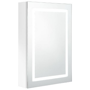 vidaXL Bathroom Cabinet Mirrored Bathroom Vanity Wall Mounted Medicine Cabinet - Shining White - 1 of 4
