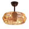 19" Rustic Farmhouse Caged Ceiling Fan with Woven Rope Shade, 4-Light Fixture, 6-Speed Remote for Bedroom, Dining Room, or Guest Space - 3 of 4