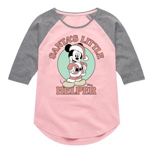 Girls' - Disney - Santas Little Helper Shirt Tail Raglan Graphic T-shirt - 1 of 3