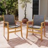 Costway 2/4 PCS Outdoor Dining Chairs Acacia Wood Patio Chairs with Breathable Fabric Seat - 2 of 4