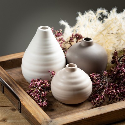 Neutral Ceramic Bud Table Vase Set of 3