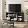 70" Boho TV Stand, Entertainment Center with Rattan Cabinet Doors, 4 Open Shelves & 2 Storage Cabinets, Mid-Century Modern TV Stands for Living Room - 3 of 4