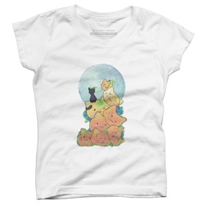 Girl's Design By Humans Cat Pumpkin Pile By AwkwardDragon T-Shirt - 1 of 3