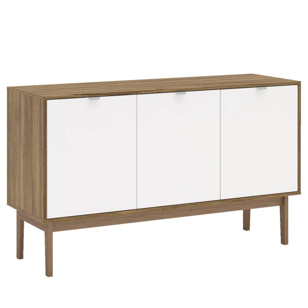 Polifurniture Sienna Sideboard Walnut/White: Modern Laminated Buffet Table with Divided Storage