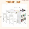 for Ages 2-10 Kids Art Table with 2 Chairs, Kids Wooden Activity Desk with Storage Shelves Craft Drawing Station - 3 of 4
