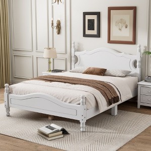 NicBex Retro Style Full/Queen Size Platform Bed Frame with Hollow Design Headboard,Solid Wood Slats Support,No Box Spring Needed,Easy Assembly - 1 of 4