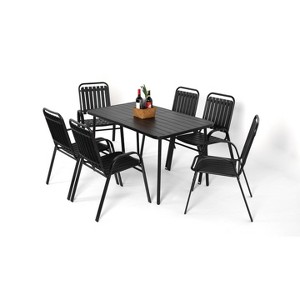 TiramisuBest 5-Piece Outdoor Acacia Wood & PE Rattan Bar Set - Foldable Table, 4 Cushioned Stools, All-Weather Bistro (Brown) - 1 of 4