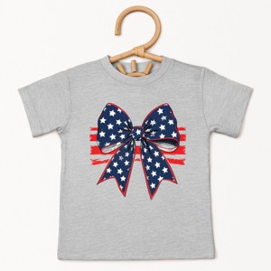 The Juniper Shop Coquette Patriotic Bow Toddler Short Sleeve Tee - 1 of 4