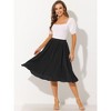 Allegra K Women's Date Dinner Floral A-Line Elastic Waist Flare Swing Midi Skirt - 2 of 4