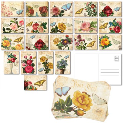 Pipilo Press 40 Pack Bulk Victorian Vintage Blank Cute Thank You Postcards, Floral Thank You Notes, 4 x 6 in