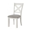 Royal Hampton Side Dining Chair Set of 2, Rustic White Rubberwood, Gray Fabric - 3 of 4