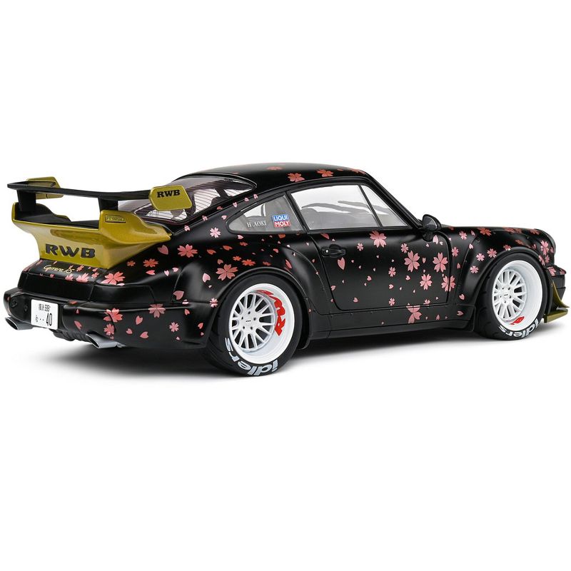 2021 RWB Aoki Matt Black with Cherry Blossom Graphics "Rauh WeltBegriff" 1/18 Diecast Model Car by Solido, 5 of 6