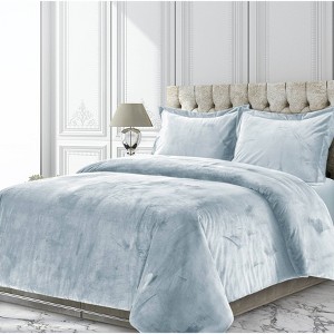 Venice Velvet Oversized Solid Duvet Cover Set - Tribeca Living - 1 of 2