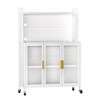 DOMETOUR Carbon Steel Kitchen Storage Cabinet, Microwave Stand, Bakers Racks for Kitchens with Storage, Transparent Flap Door Design - 2 of 4